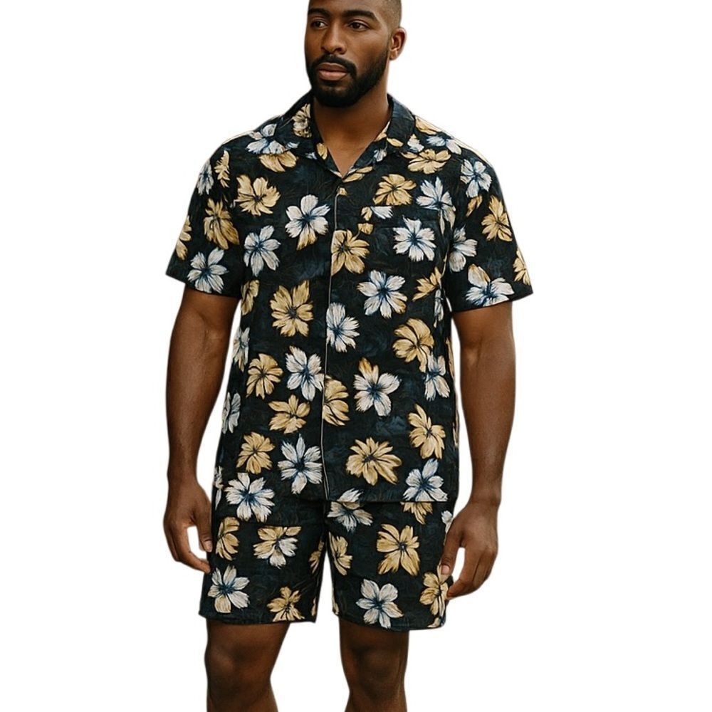 King Size Men’s Cabana Set Hawaiian Camp Shirt and Shorts Size 2X